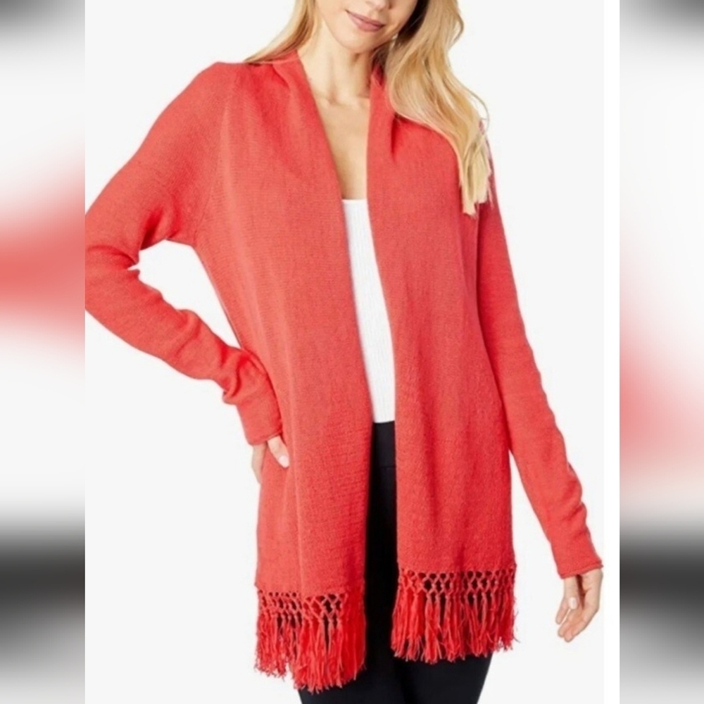 Lilly Pulitzer Tatum Fringe Cardigan Size S Pknk Open Front Casual
